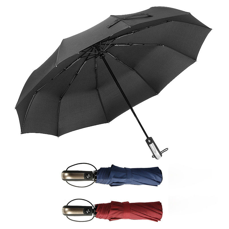 Sturdy 10 Ribs Windproof Portable Folding Umbrella 190T Pongee